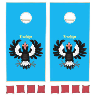 Funny Australian magpie cartoon illustration Cornhole Set