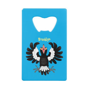 Funny Australian magpie cartoon illustration Credit Card Bottle Opener