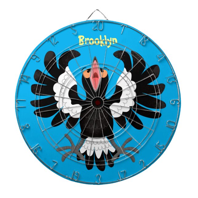 Funny Australian magpie cartoon illustration Dart Board (Front)