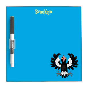Funny Australian magpie cartoon illustration Dry Erase Board