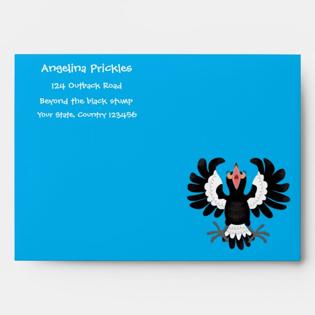 Funny Australian magpie cartoon illustration Envelope (Front)