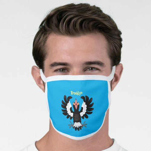 Funny Australian magpie cartoon illustration Face Mask