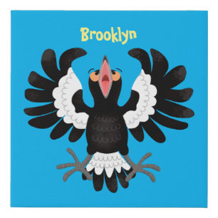 Funny Australian magpie cartoon illustration Faux Canvas Print