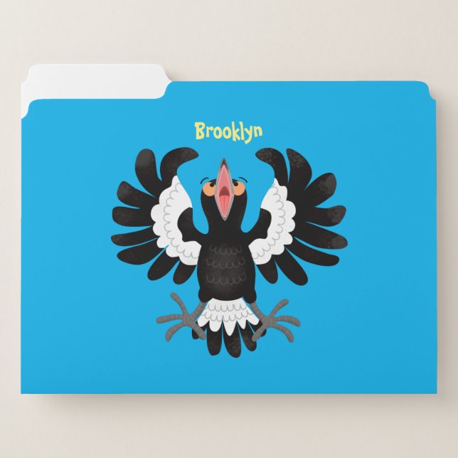 Funny Australian magpie cartoon illustration File Folder (Front Left)