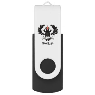 Funny Australian magpie cartoon illustration Flash Drive