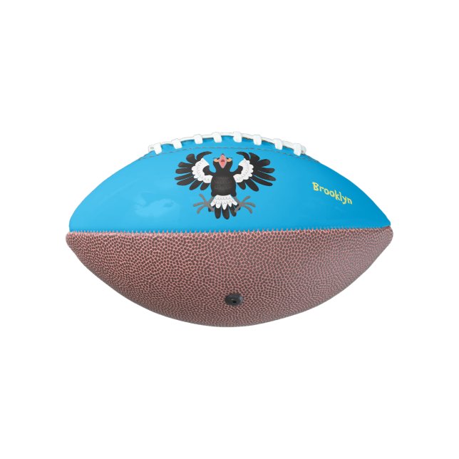 Funny Australian magpie cartoon illustration Football (Rotated 270)