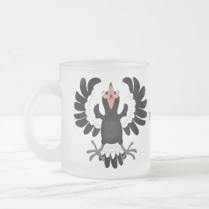 Funny Australian magpie cartoon illustration Frosted Glass Coffee Mug