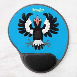 Funny Australian magpie cartoon illustration Gel Mouse Pad