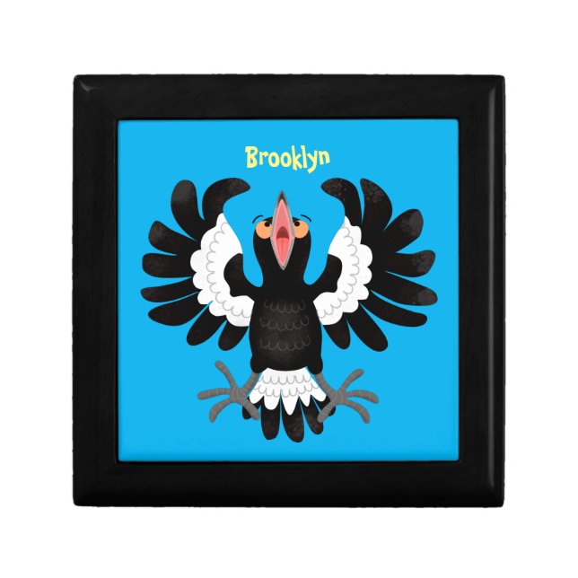 Funny Australian magpie cartoon illustration Gift Box (Front)