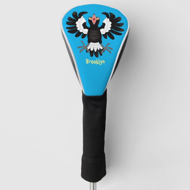 Funny Australian magpie cartoon illustration Golf Head Cover (Front)