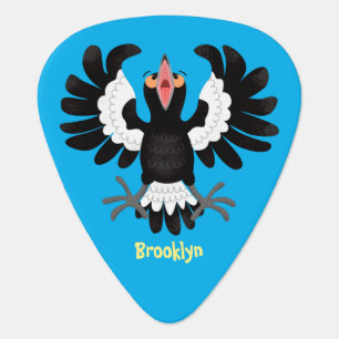 Funny Australian magpie cartoon illustration Guitar Pick