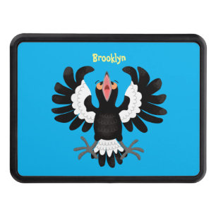 Funny Australian magpie cartoon illustration Hitch Cover