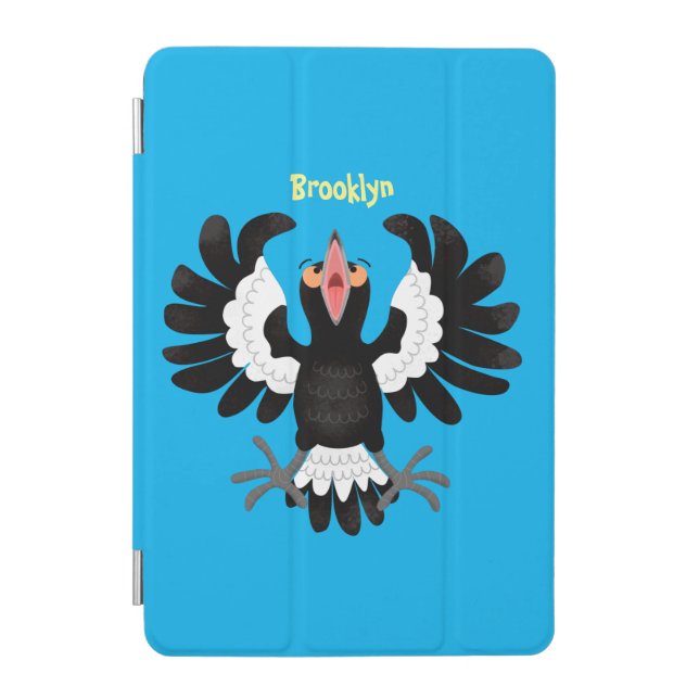 Funny Australian magpie cartoon illustration iPad Mini Cover (Front)