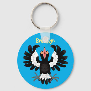 Funny Australian magpie cartoon illustration Keychain