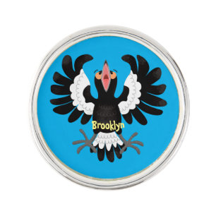 Funny Australian magpie cartoon illustration Lapel Pin