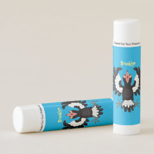 Funny Australian magpie cartoon illustration Lip Balm