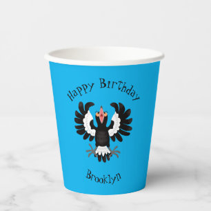 Funny Australian magpie cartoon illustration Paper Cups