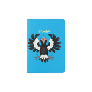 Funny Australian magpie cartoon illustration Passport Holder