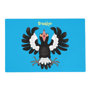 Funny Australian magpie cartoon illustration Placemat