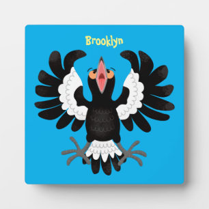Funny Australian magpie cartoon illustration Plaque