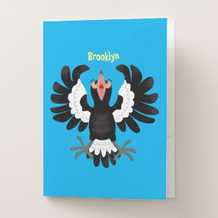 Funny Australian magpie cartoon illustration Pocket Folder