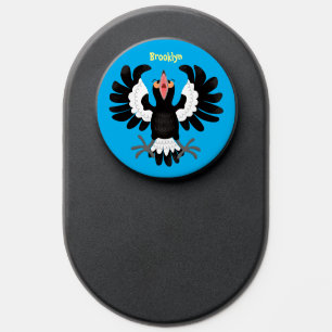Funny Australian magpie cartoon illustration PopSocket