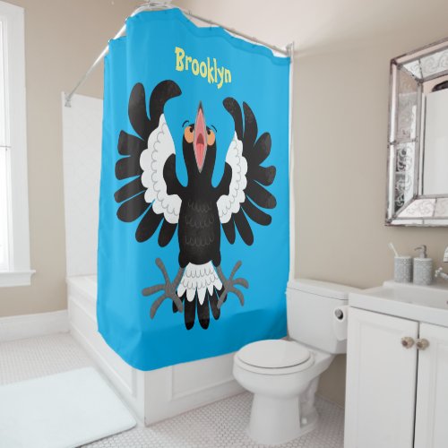 Funny Australian magpie cartoon illustration Shower Curtain