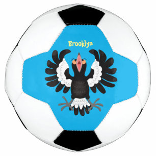 Funny Australian magpie cartoon illustration Soccer Ball