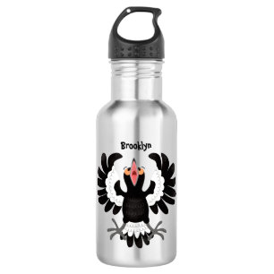 Funny Australian magpie cartoon illustration Stainless Steel Water Bottle