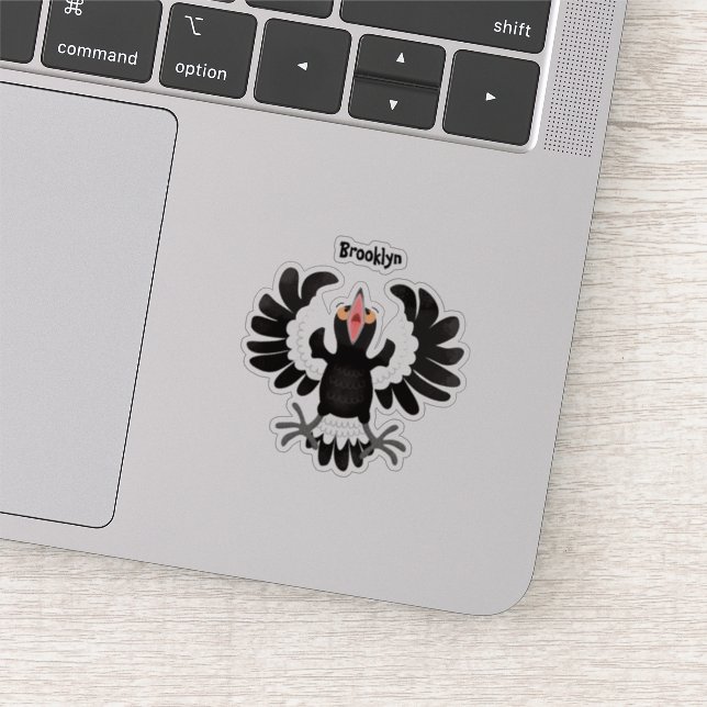 Funny Australian magpie cartoon illustration Sticker (Detail)