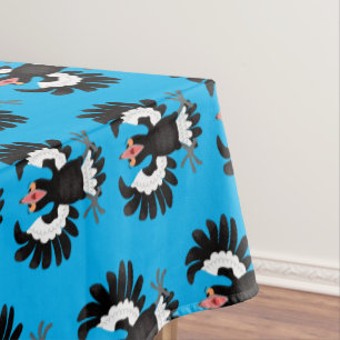 Funny Australian magpie cartoon illustration  Tablecloth