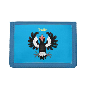 Funny Australian magpie cartoon illustration Trifold Wallet