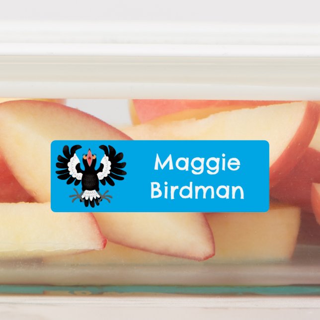 Funny Australian magpie cartoon personalized Labels (Affixed)