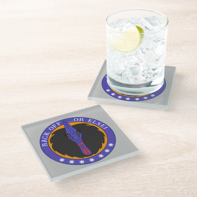 Funny Australian Quote Cassowary Bird Cartoon Glass Coaster (Angled)