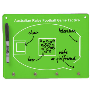 Funny Australian Rules Football game tactics, Dry Erase Board With Keychain Holder