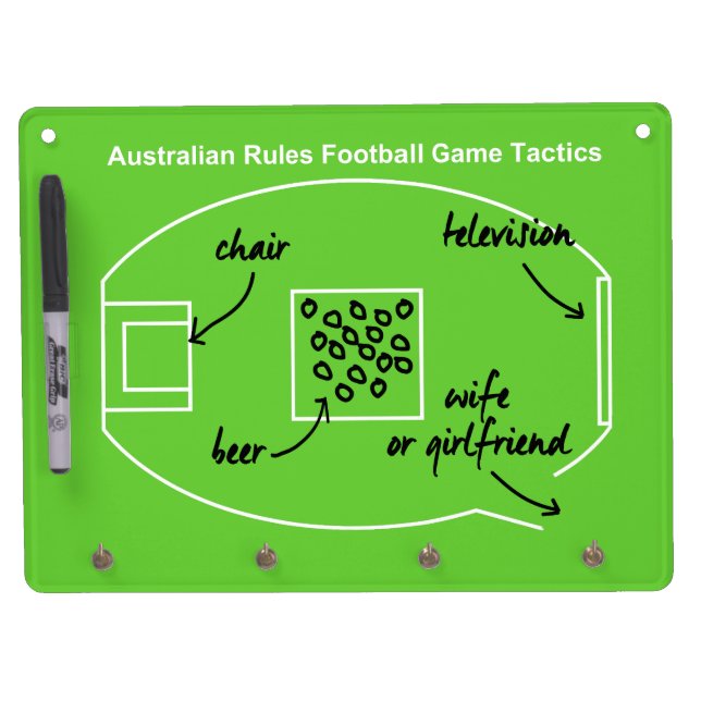 Funny Australian Rules Football game tactics, Dry Erase Board With Keychain Holder (Front)
