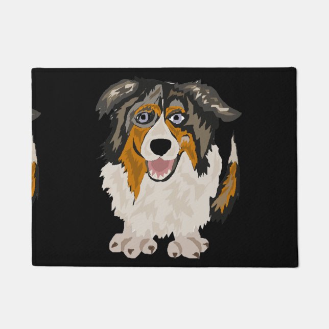 Funny Australian Shepherd Dog Art Doormat (Front)