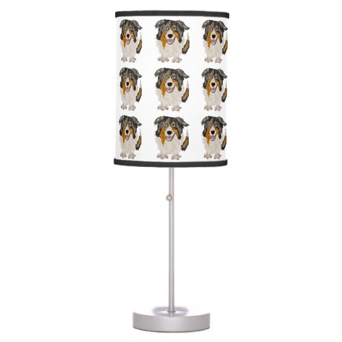 Funny Australian Shepherd Dog Art Table Lamp