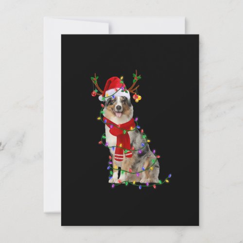 Funny Australian Shepherd Dog Tree Christmas Light Invitation