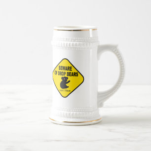 Funny Australian Sign. Beware of Drop Bears. Beer Stein
