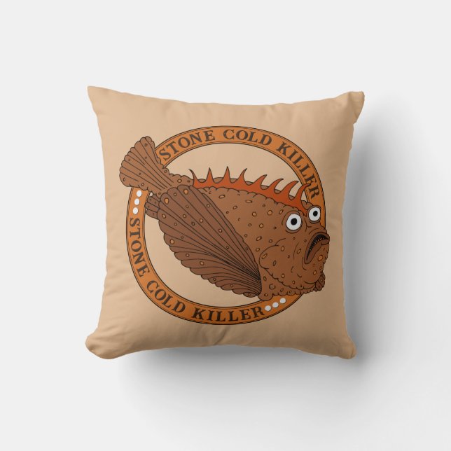 Funny Australian Stonefish Creature Throw Pillow (Front)