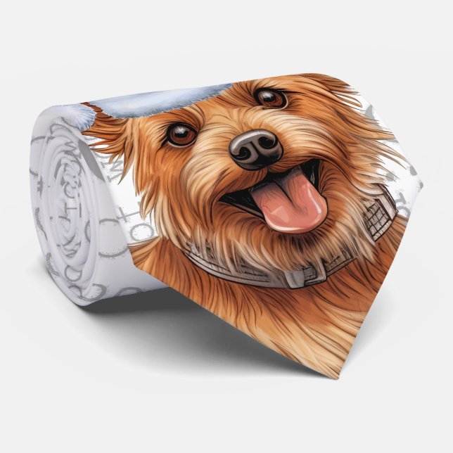 Funny Australian Terrier Christmas Dog Lover Neck Tie (Rolled)
