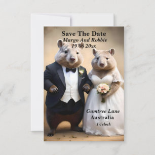 Funny Australian Wombat Wedding Save The Date, Invitation