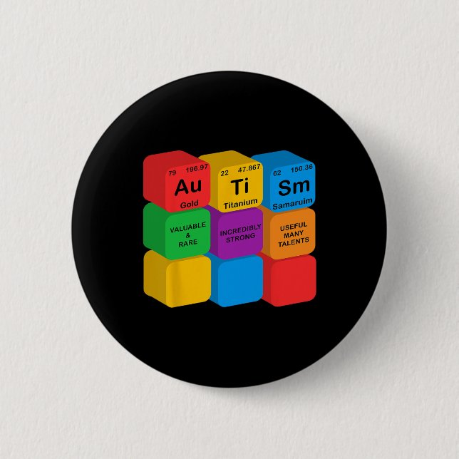 Funny Autism Awareness Elements Periodic Table Che Button (Front)