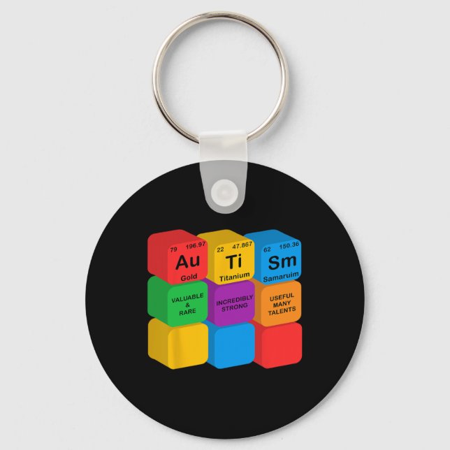 Funny Autism Awareness Elements Periodic Table Che Keychain (Front)