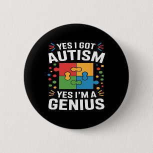 Funny Autism Awareness Kids Autistic Puzzle Autism Button