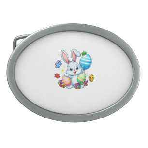 Funny Autism Awareness Puzzle Easter Bunny Eggs Ki Belt Buckle