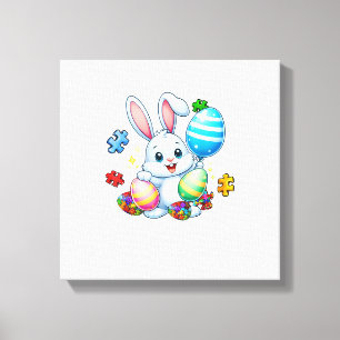Funny Autism Awareness Puzzle Easter Bunny Eggs Ki Canvas Print