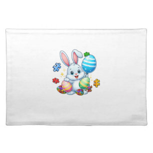 Funny Autism Awareness Puzzle Easter Bunny Eggs Ki Cloth Placemat