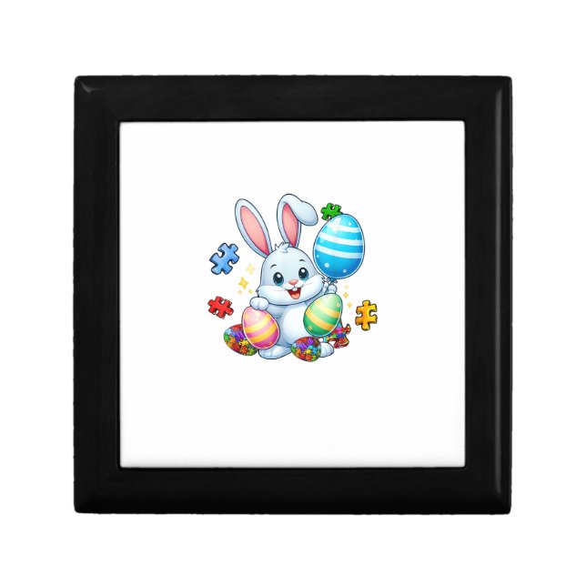 Funny Autism Awareness Puzzle Easter Bunny Eggs Ki Gift Box (Front)
